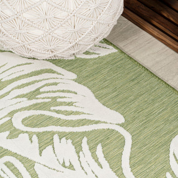 Tobago High-low Two-tone Monstera Leaf Indoor/Outdoor Area Rug